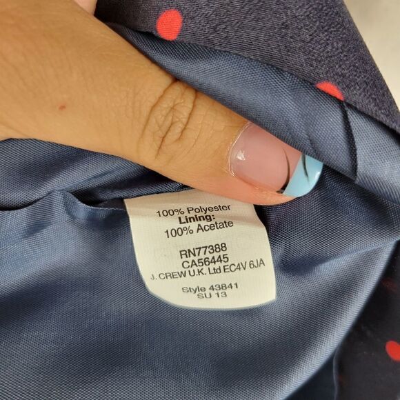 J.Crew Polka Dot Midi Dress. Blue & Red 0 - Picture 12 of 13